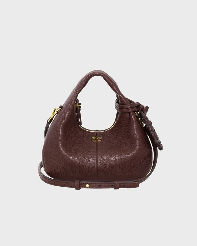 Ganni Bag Hobo Mini Grained Brown ONESIZE