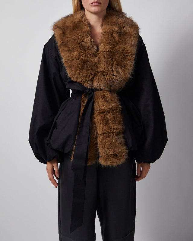 ROTATE  Jacket Faux Fur Collar Black 36