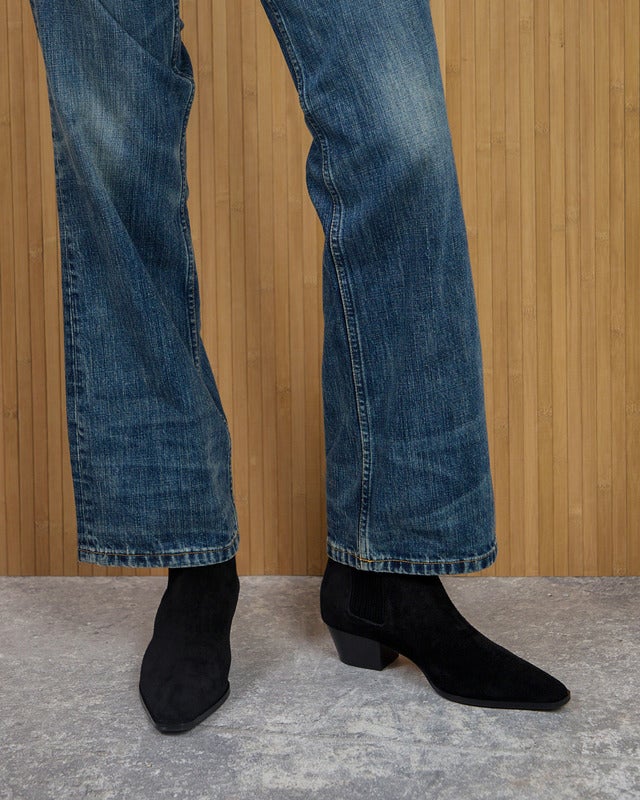 Aeyde Ankle Boots Agata Cow Suede Leather Black EUR 38