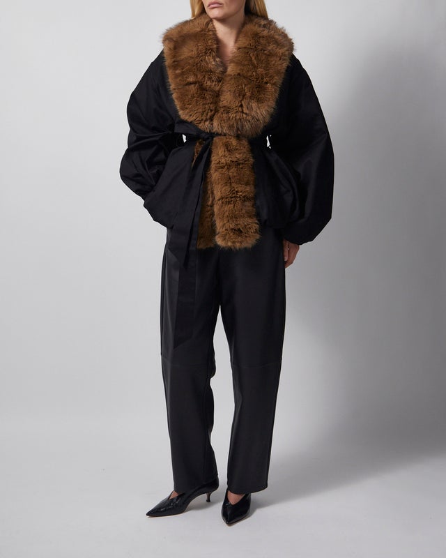 ROTATE  Jacket Faux Fur Collar Black 36