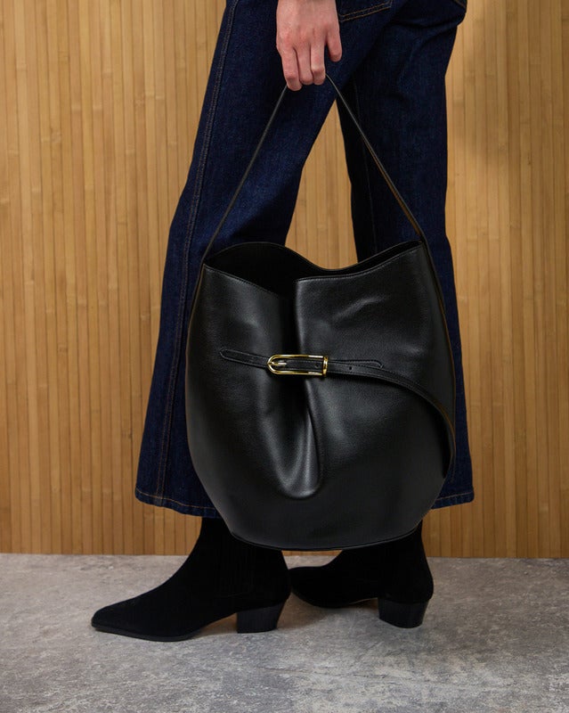 Liffner Bucket Bag Belted Large Black ONESIZE