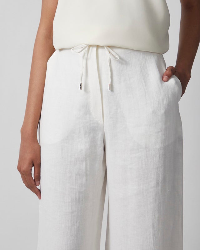 Max Mara Studio Trousers Linen Twill Natural IT 44 (EUR M-L)