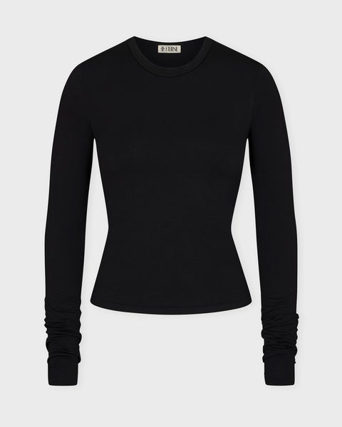 Top Fitted Crewneck Long Sleeve Black 1