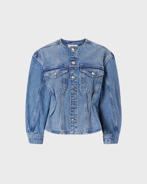 Jacket The Nipped Collarless  Light blue wash 1