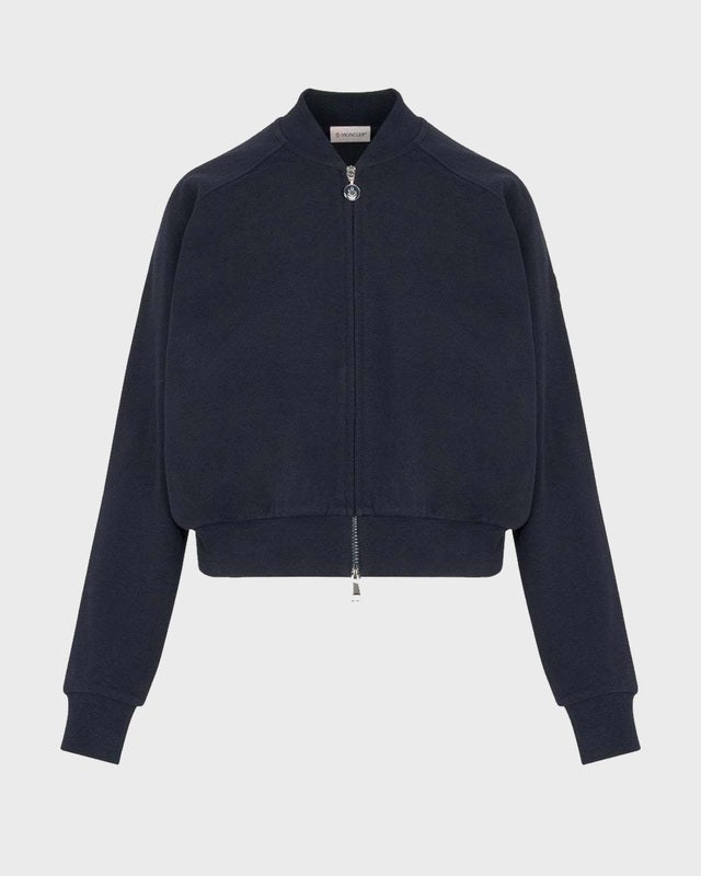 Moncler Cardigan Zip-Up Cotton Fleece  Navy M