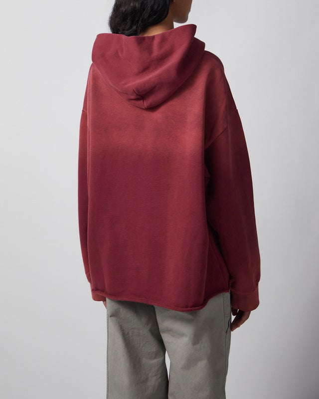 Found Hoodie Wildlife Embroidered Unisex Burgundy XS