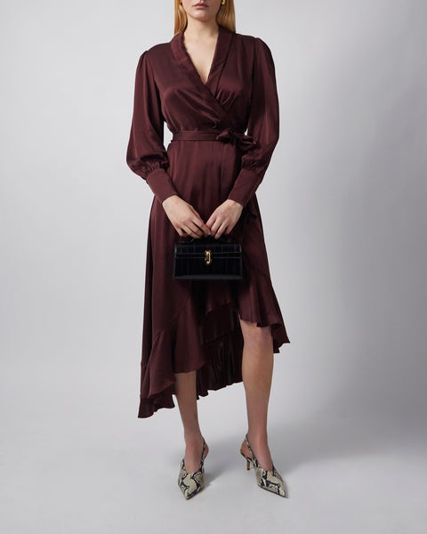 Dress Silk Wrap Midi  Mahogny  2