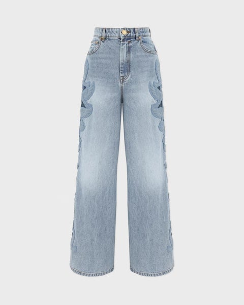 Jeans Alchemy Applique Relaxed Flare Blue/green 1