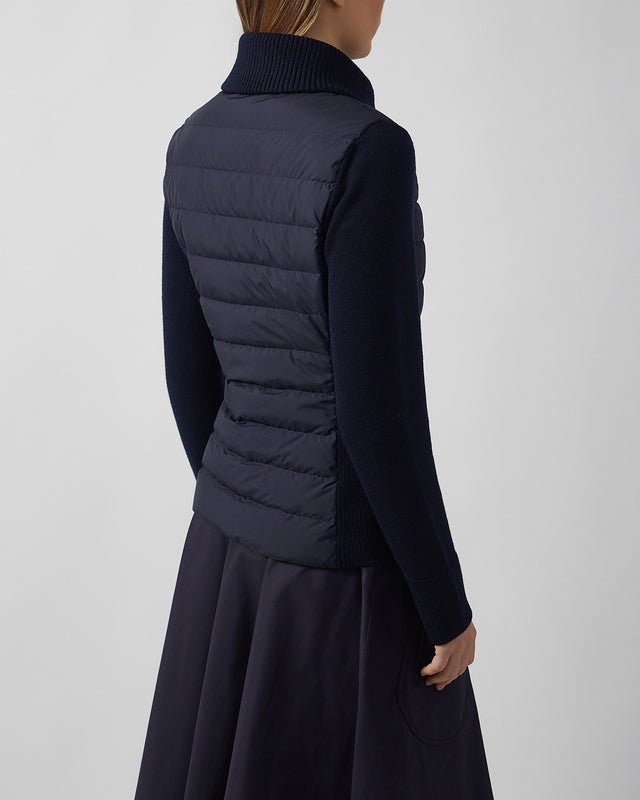 Moncler Cardigan Padded Wool Zip-Up Navy M