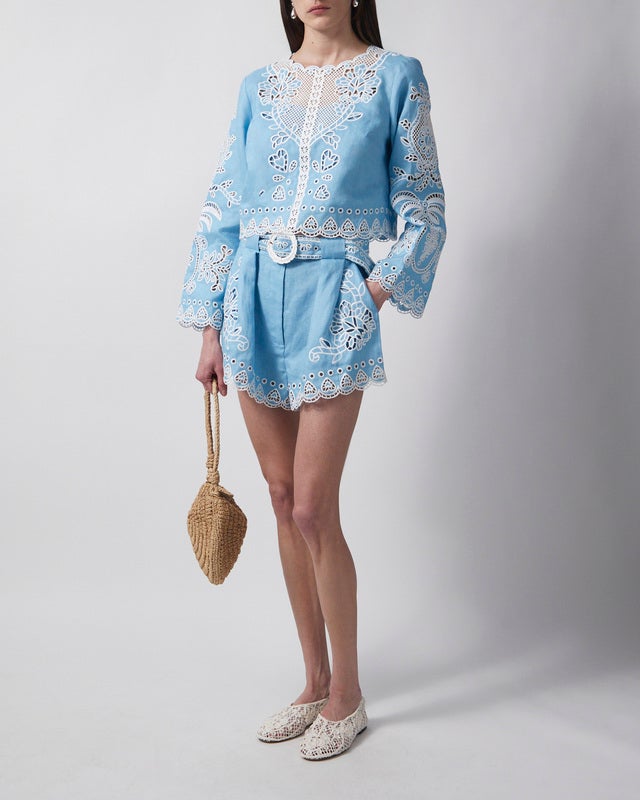 FARM Rio Blouse Romantic Richelieu Light blue L