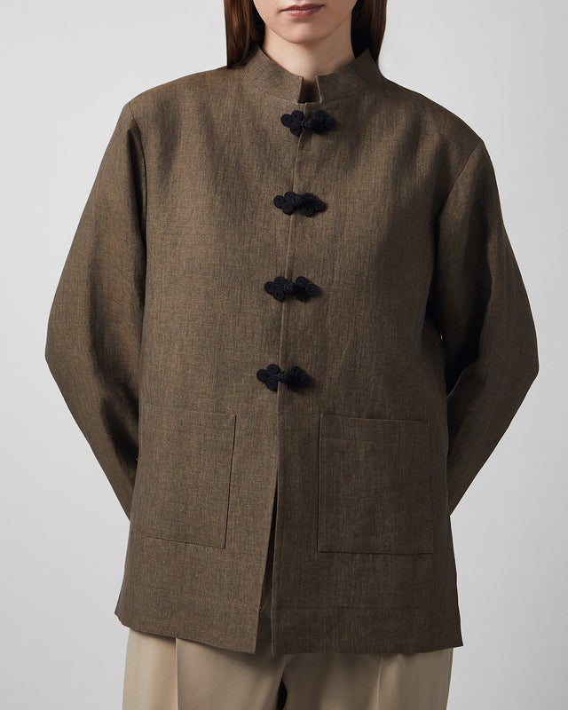 RÓHE Jacket Pankou Closure Linen Brown 34