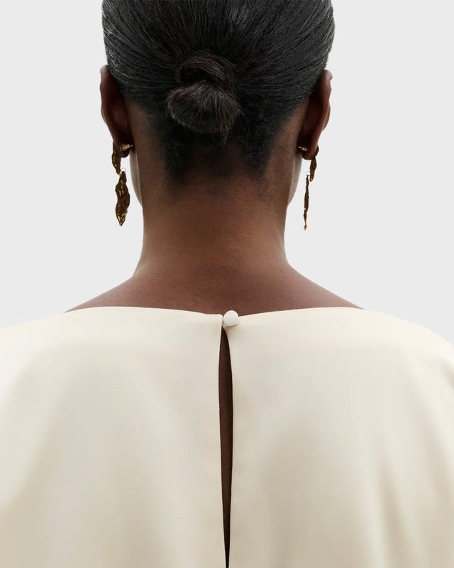 Malina Blouse Havanna Boat-Neck Puff-Sleeve Pearl 42