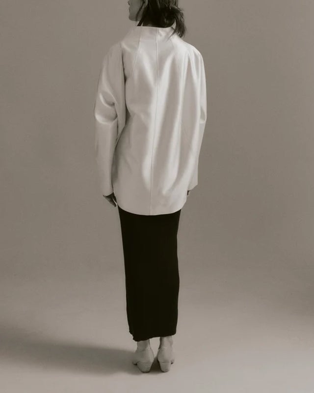 LEONÍ Jacket Lore Wool Silk Sculptural Ivory 34