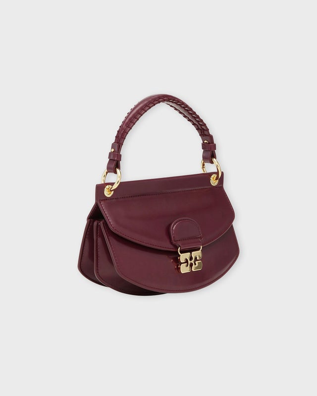 Ganni Bag Apo-G Mini Top Handle Box Burgundy ONESIZE