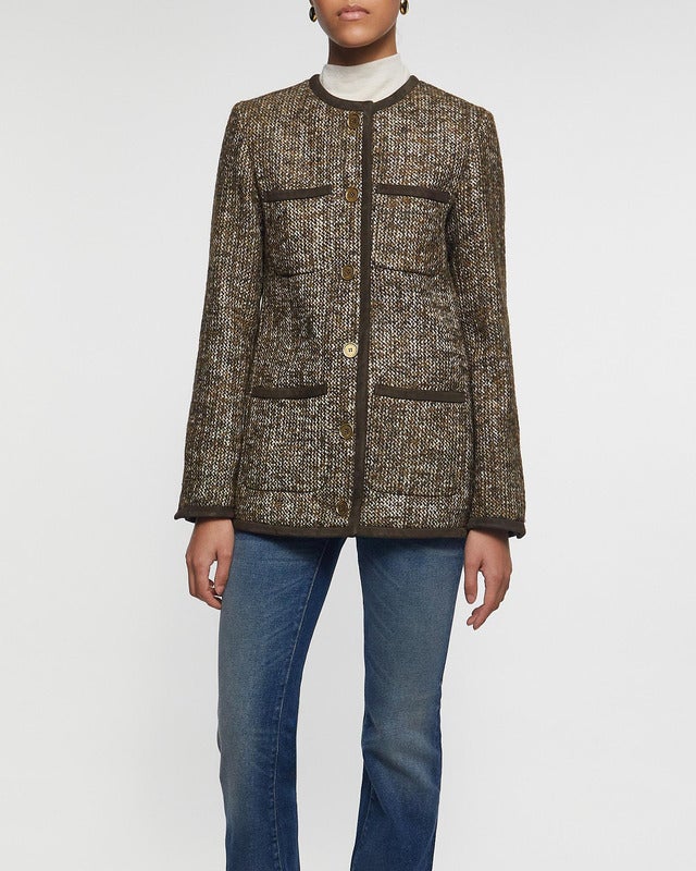 Golden Goose Deluxe Brand Jacket Journey Long Boxy Tweed Brown IT 44 (EUR 38)