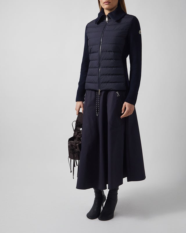 Moncler Cardigan Padded Wool Zip-Up Navy M
