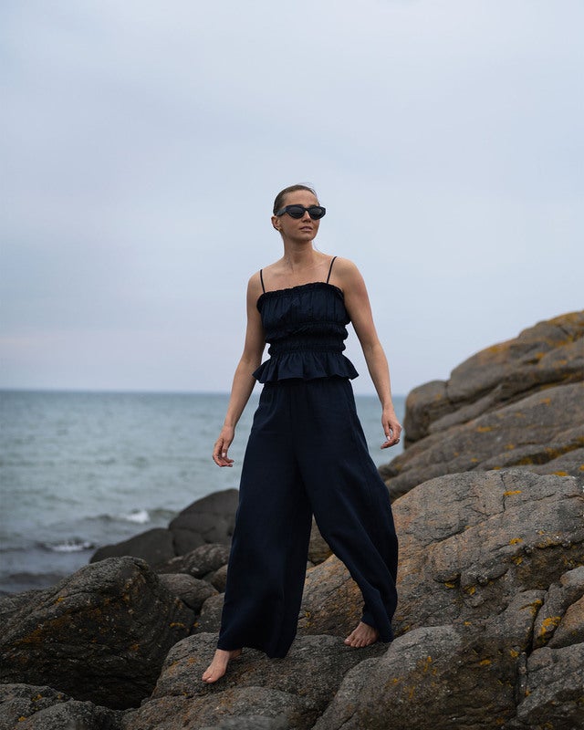 Wakakuu Icons Byxor Lincoln Linen  Navy XS