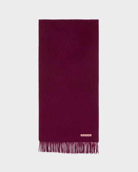 Fringe Wool Scarf  Burgundy  ONESIZE 1