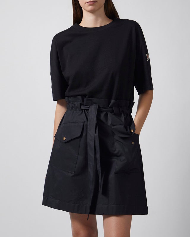 Moncler Dress Belted Cotton Mini Black S