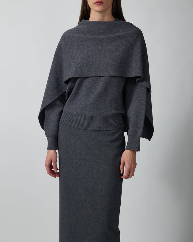 RÓHE Sweater Cape Grey melange 34