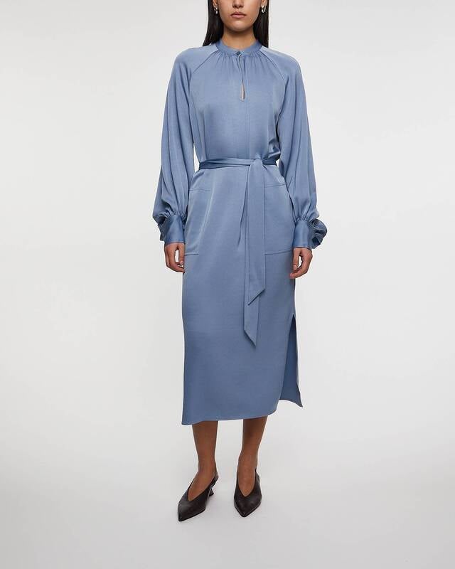 Filippa K Dress Belted Long Sleeve  Blue 42