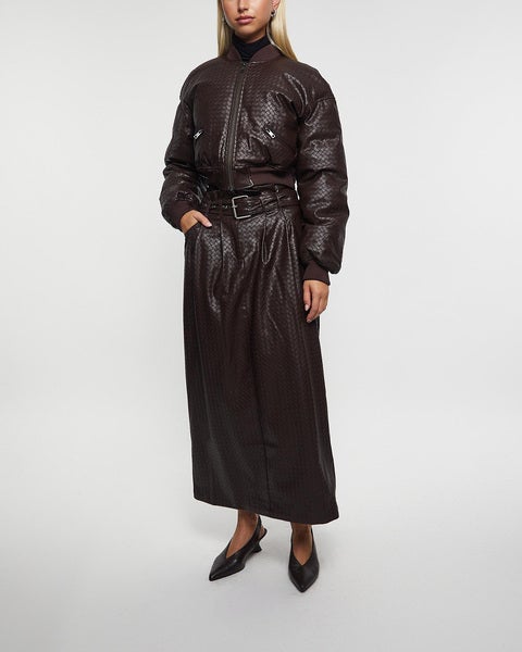 Skirt Midi Paper Waist Brown 2