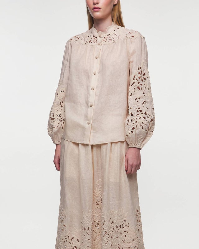 ZIMMERMANN Blouse Wylie Embroidered  Cream 1 (S-M)