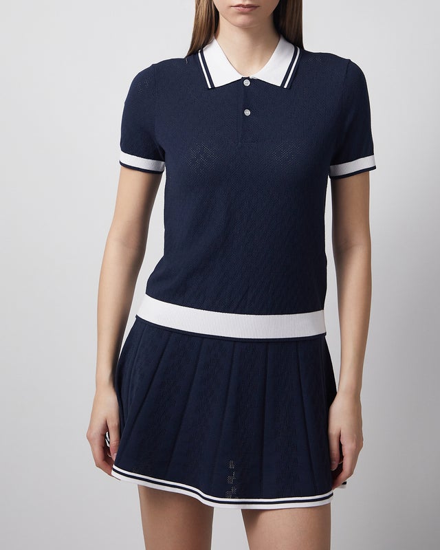 J Lindeberg Top Polo Polly Pointelle Navy S