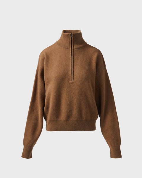 Sweater Macy Zip Wool Camel 1