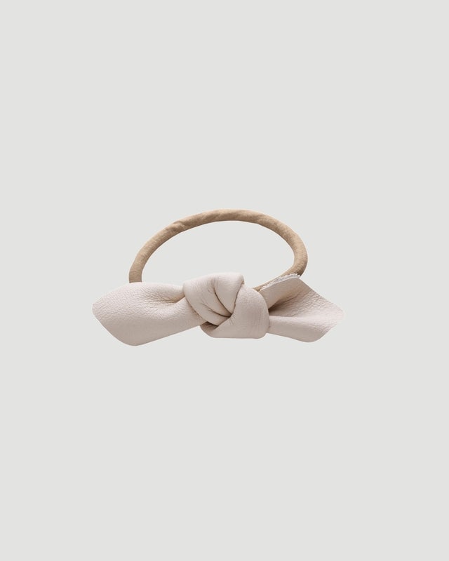 Corinne Leather Bow Small Hair Tie Cream ONESIZE