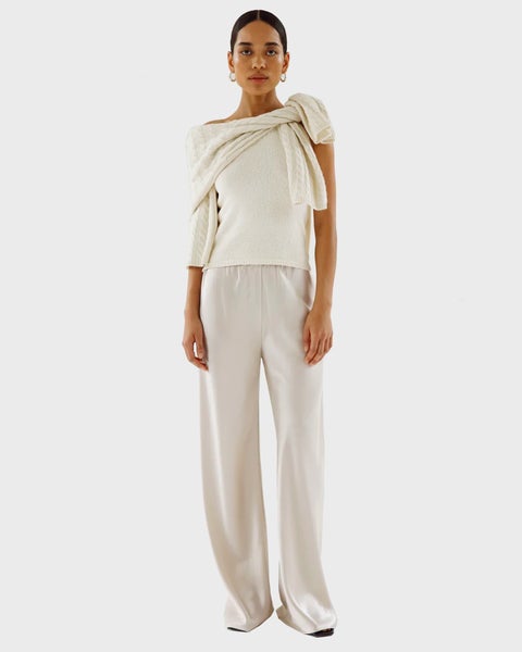 Byxor Bias Satin Pants Pearl 2