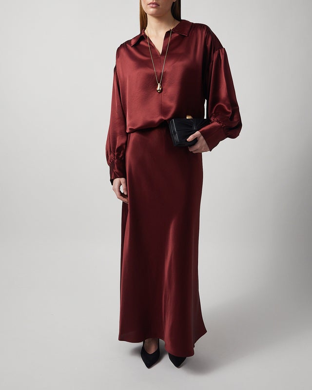 By Malene Birger Blus Leonora Satin Cabernet 44