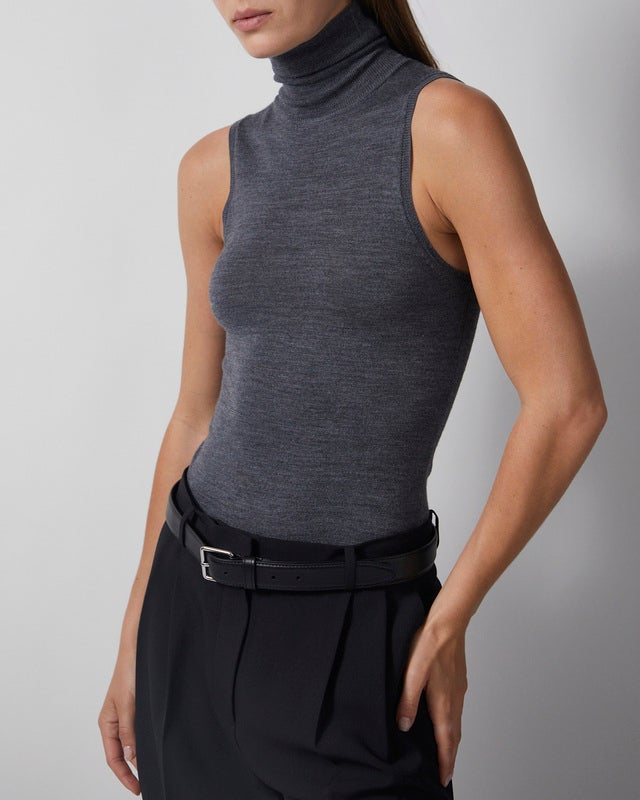 Wakakuu Icons Top Sleevless Merino Turtleneck Dark Grey XL