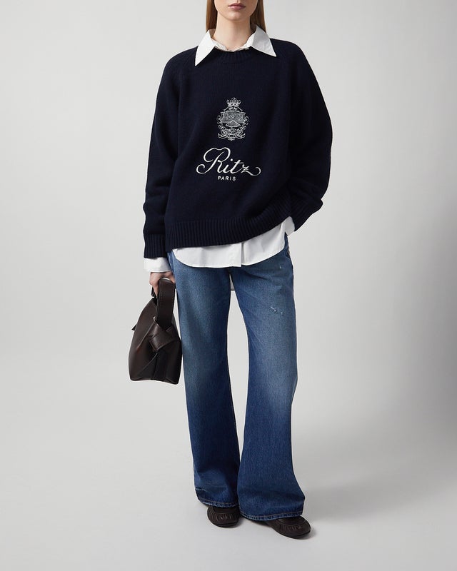Ritz Paris x Frame Sweater Ritz Unisex Cashmere  Navy XS