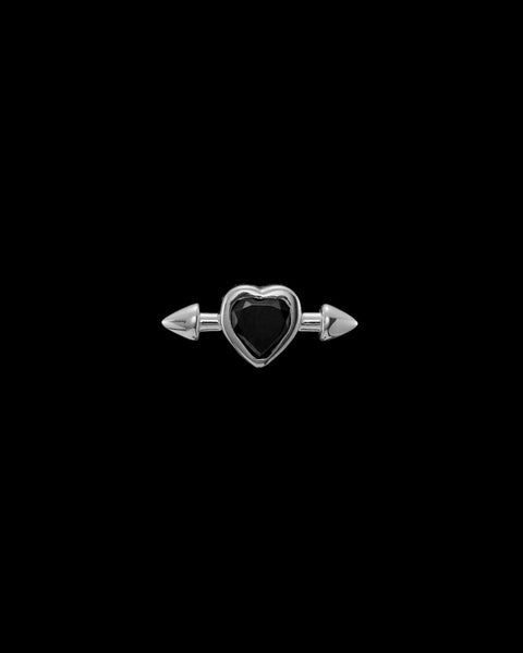 Earring Pierced Heart Ear Stud Black ONESIZE 1