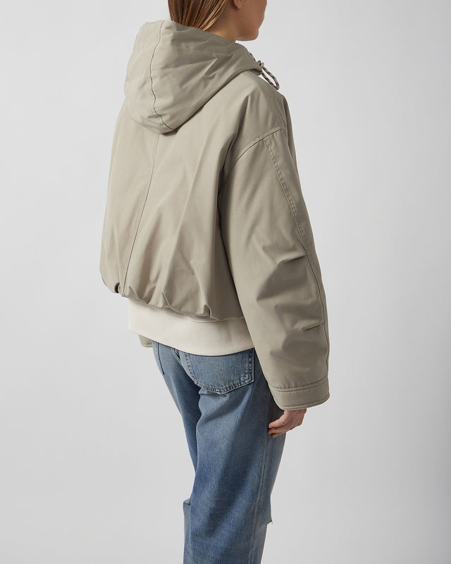 Moncler Jacket Eucalyptus Hooded Short Down Stone MONCLER 2 (M)