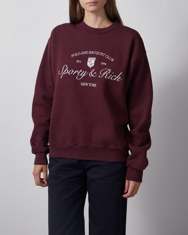 Sporty & Rich Crewneck Syracuse Embroidered Bordeaux L