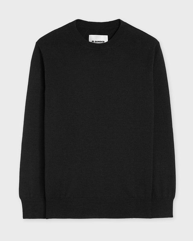 Jil Sander Sweater Midweight Wool Crew-Neck Black 40