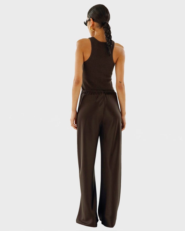 Almada Label  Trousers Bias Satin Pants Chocolate XS