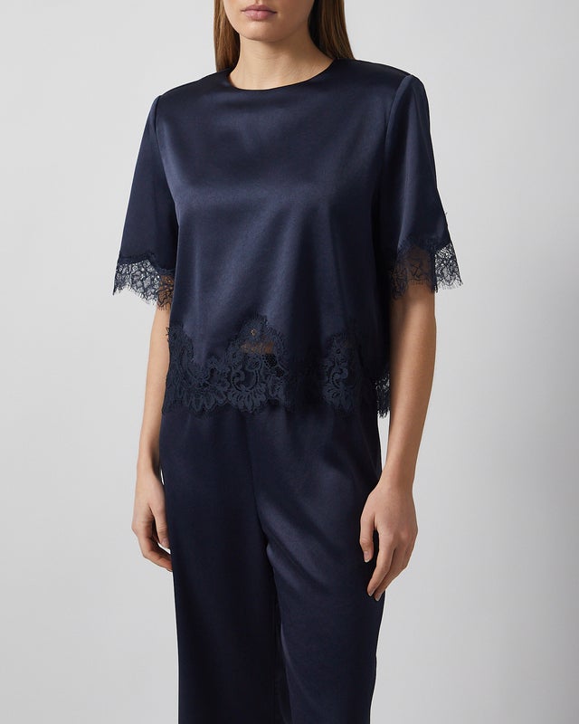 Wakakuu Icons Top Canary Lace Navy XS
