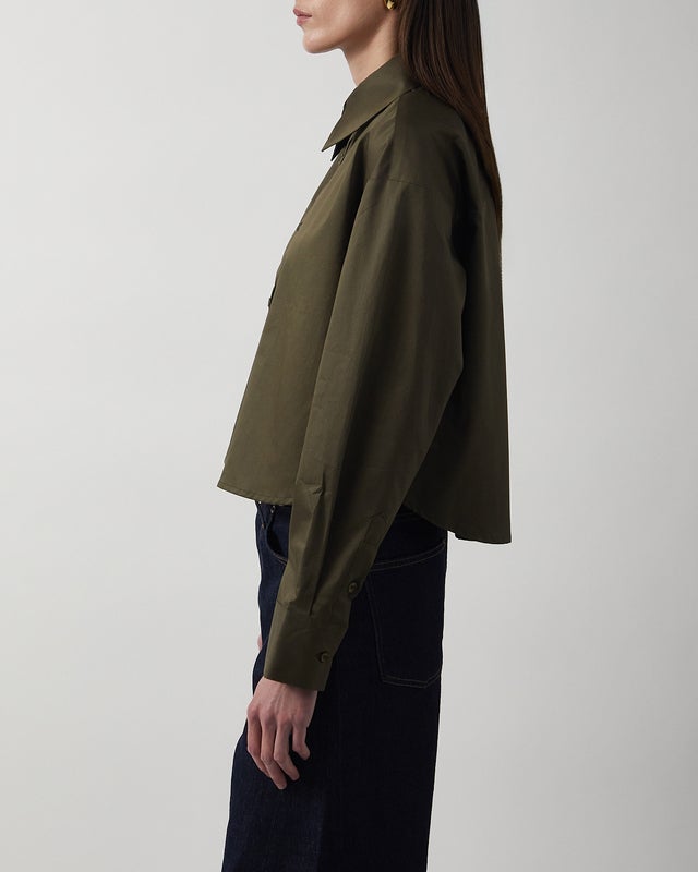 Wakakuu Icons Shirt Cutler Crop Khaki green S