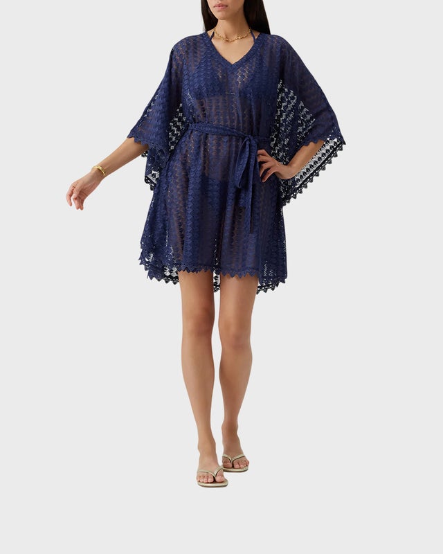 Melissa Odabash Kaftan Petra  Navy ONESIZE
