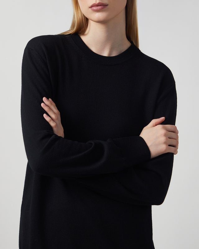 Jil Sander Sweater Midweight Wool Crew-Neck Black 40