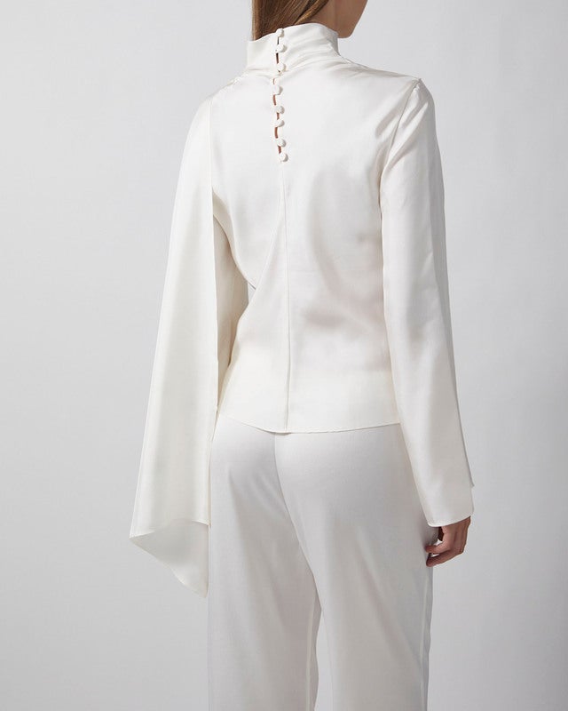 RÓHE Top Silk Foulard Cream 36