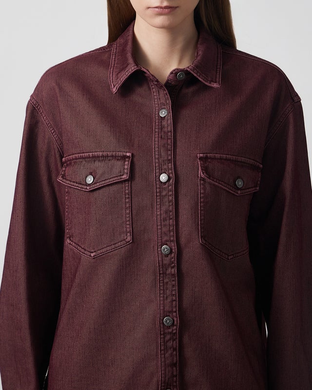 Golden Goose Deluxe Brand Shirt Journey W'S Patty Denim Bordeaux XS