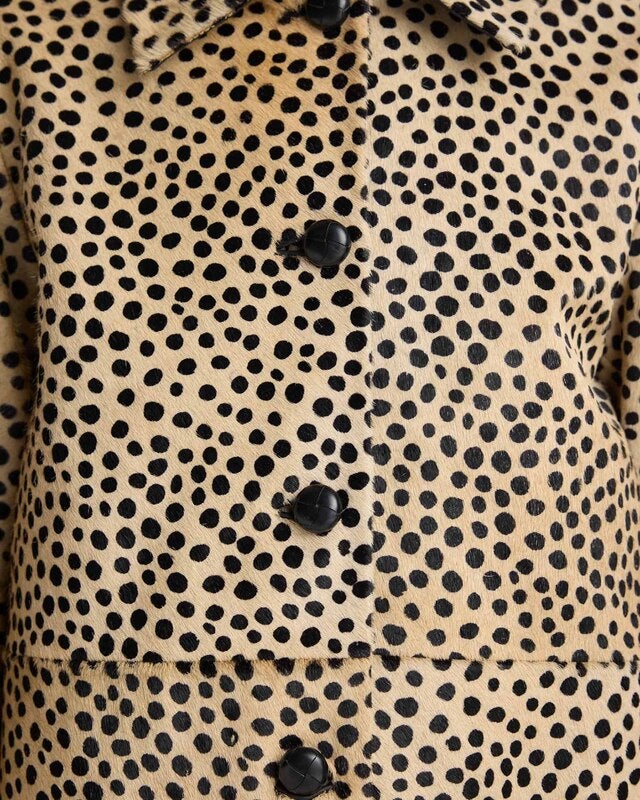 RÓHE Coat Cheetah Pony Hair Beige/Black 36