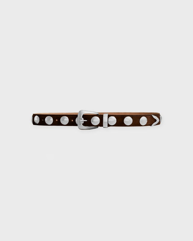 KHAITE Belt Benny Silver Studs Brown 80