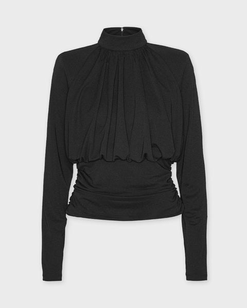 Top Ruched Long Sleeve Black 1