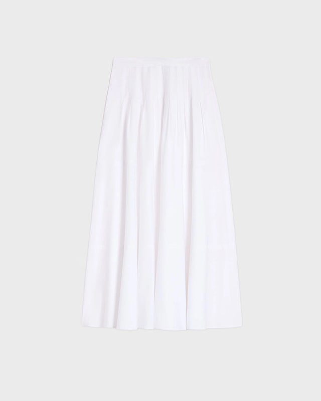Max Mara Studio Skirt Long Cotton Poplin White IT 44 (EUR M-L)