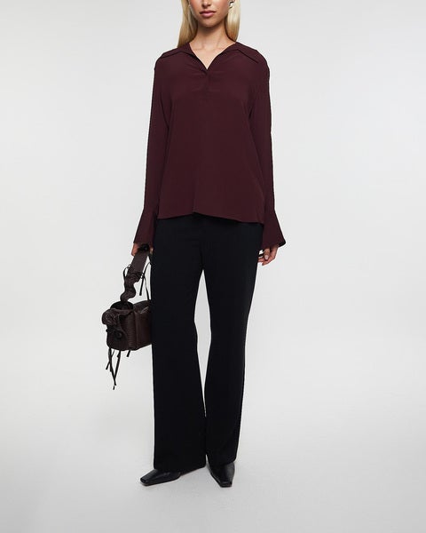 Blouse Half Placket Burgundy  2